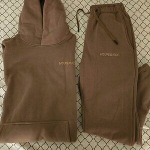 Hyperfly BJJ Chocolate Brown Size Medium Hoodie / Sweatpants Set NWOT